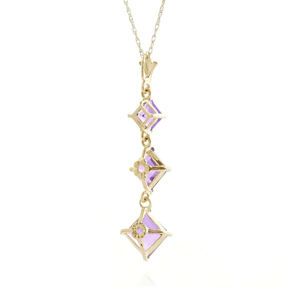 14K. SOLID GOLD NECKLACE WITH NATURAL AMETHYSTS - Picture 4 of 9